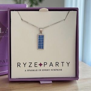 Ryze Party “Sapphire CZ” Sterling Silver Bar Necklace